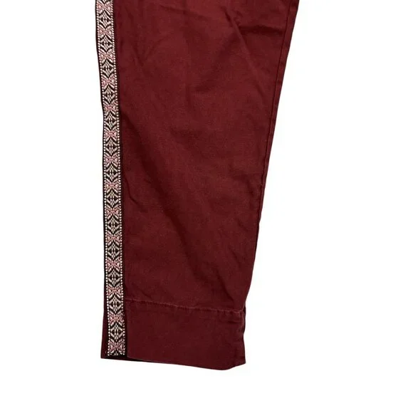 Anthropologie Pants Women Size 6 Maroon Red Ankle Side Striped - Picture 10 of 15